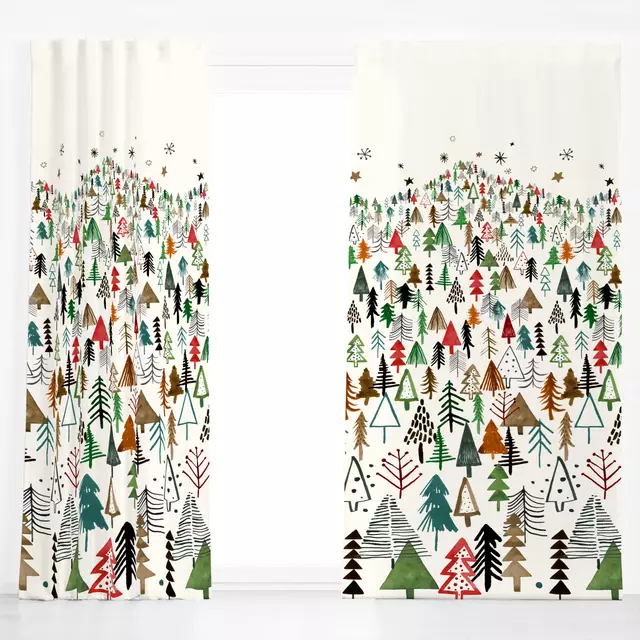 Dekovorhang Christmas Mountain Trees