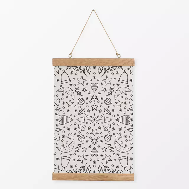 Textilposter Winter Icons charcoal beige