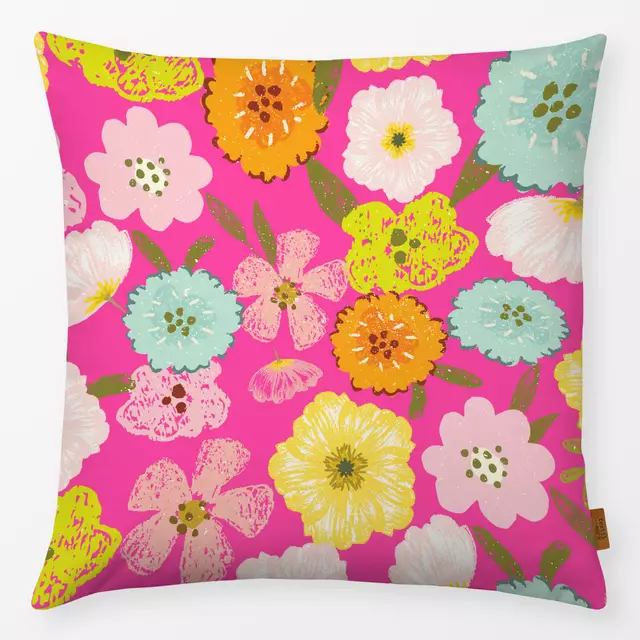 Kissen Doodle Sommer Garten Pink