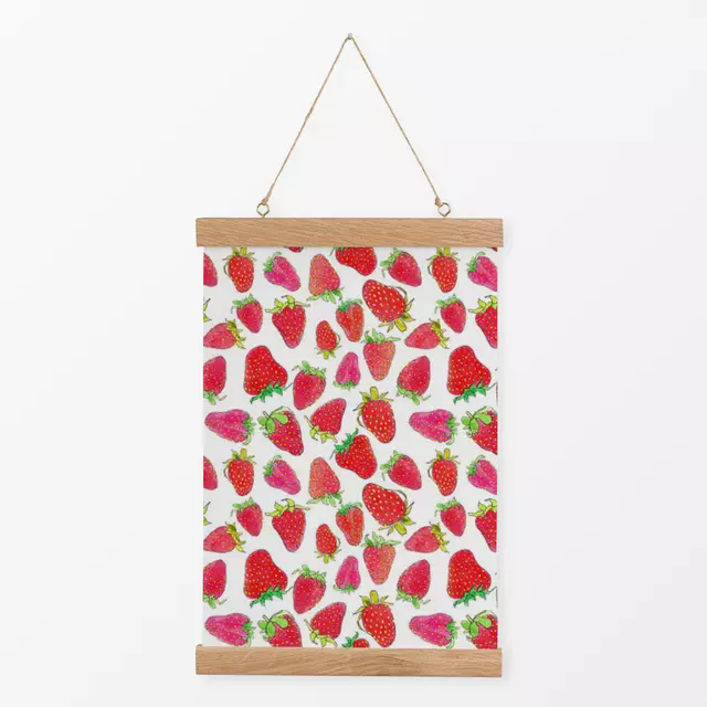 Textilposter Erdbeeren Allover
