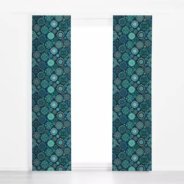 Flächenvorhang Moroccan Tiles Teal Gold