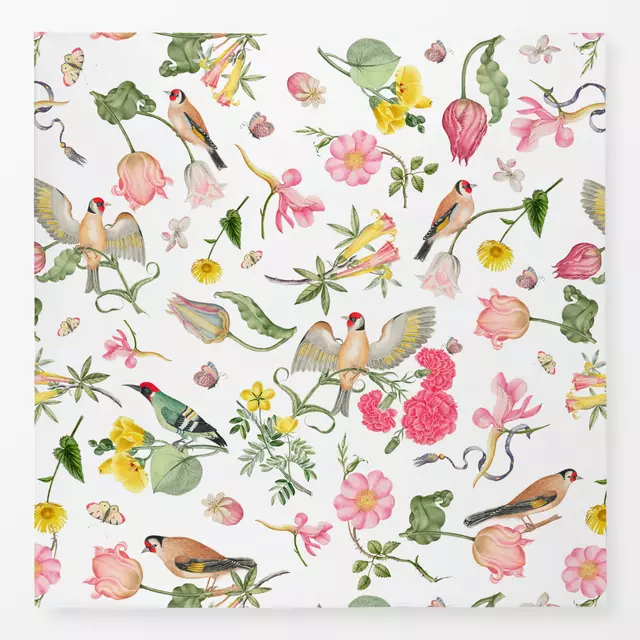 Tischdecke Vintage Vögel Und Blumen