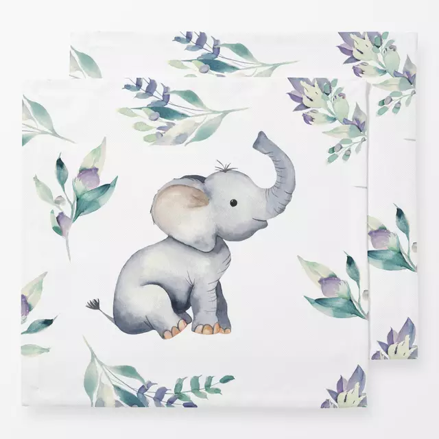 Servietten Kleiner Elefant und Blüten 1