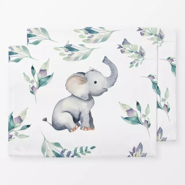 Tischset Kleiner Elefant und Blüten 1
