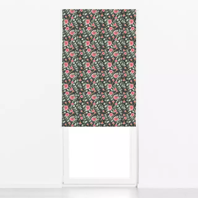 Raffrollo Eucalyptus Blossoms Dark Red