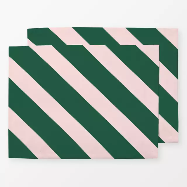 Tischset Stripes diagonal green