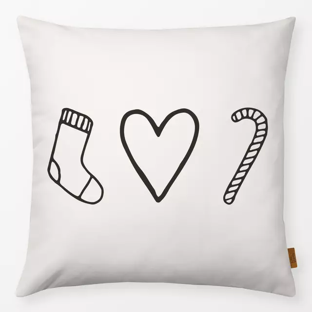 Kissen Sock Heart Candy Cane beige