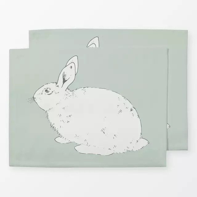 Tischset Hase lines milky green
