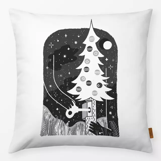 Kissen Weihnachtsbaum schwarz-weiß