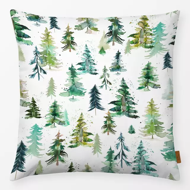 Kissen Watercolor pines and spruces