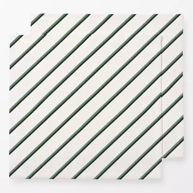Servietten Streifen Diagonal Beige Grün