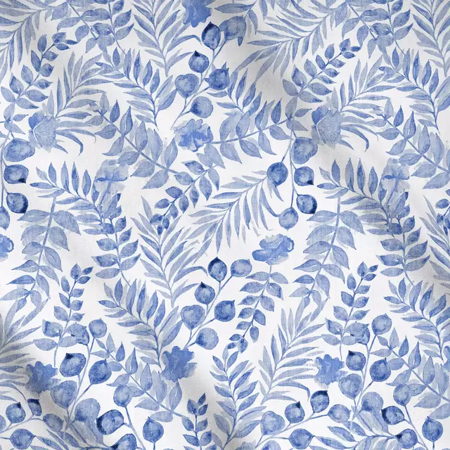 Meterware Blaue Aquarell blumen