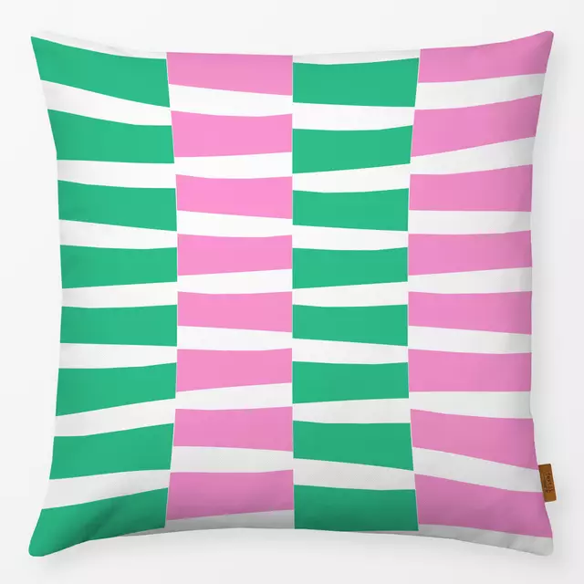 Kissen Pink & Green cut out stripes