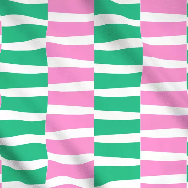 Meterware Pink & Green cut out stripes