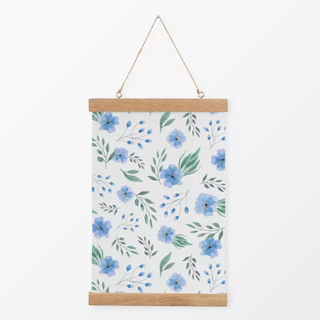 Textilposter Blue Spring Blossoms