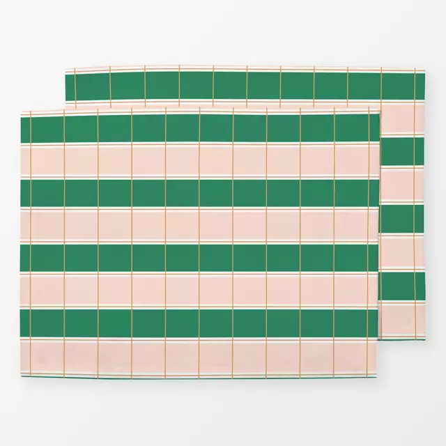 Tischset Stripes Crossed Green