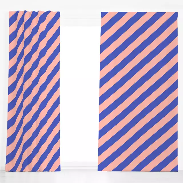 Dekovorhang Diagonale blau lachs