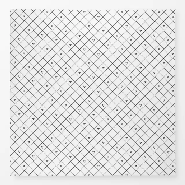 Tischdecke Grid mit Herz 1 schwarz weiß