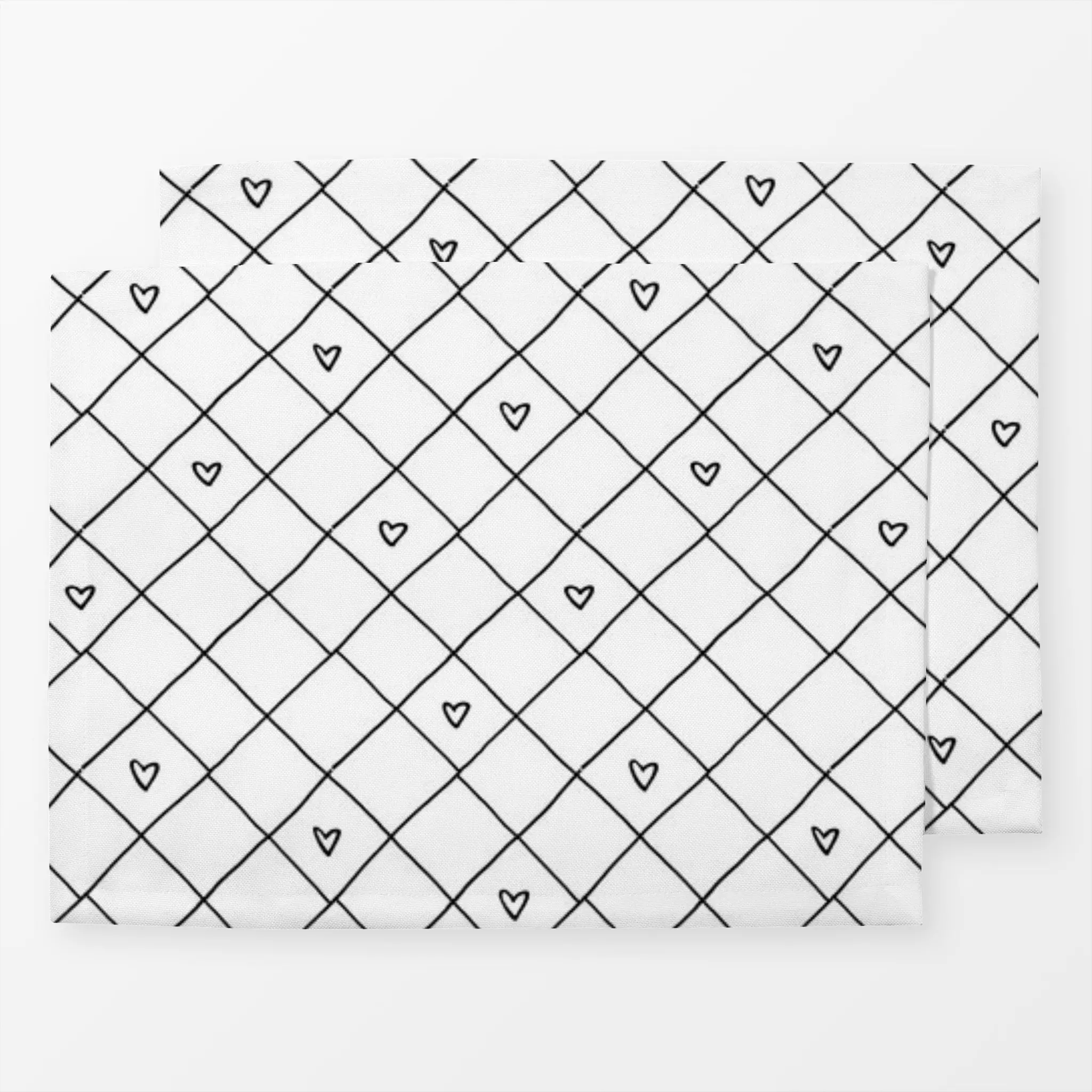 Tischset Grid mit Herz 1 schwarz weiß Grid mit Herz 1 schwarz weiß