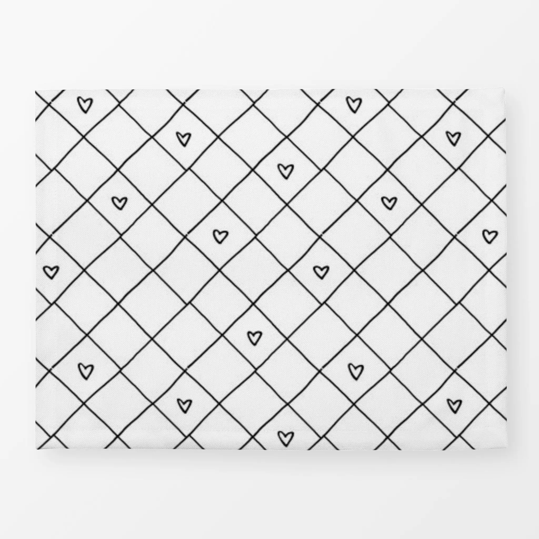 Tischset Grid mit Herz 1 schwarz weiß Grid mit Herz 1 schwarz weiß