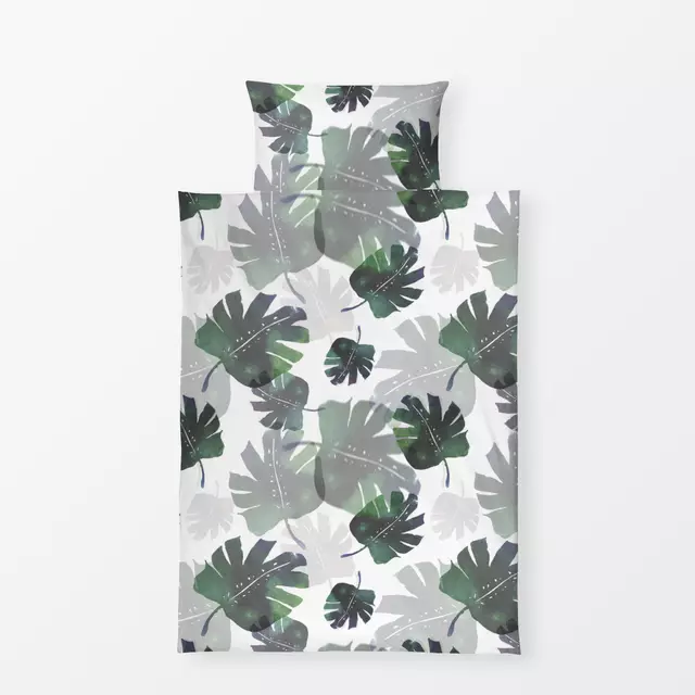 Bettwäsche Monstera Blätter Aquarell