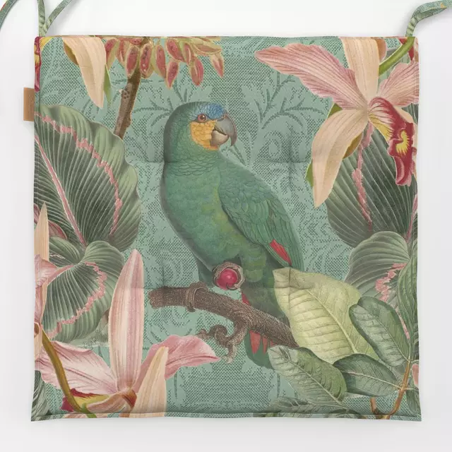 Sitzkissen Vintage Jungle Birds Teal