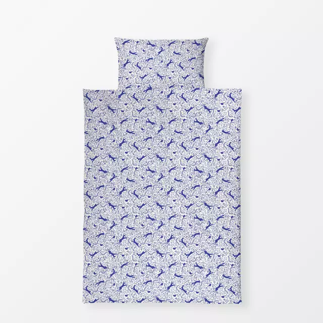 Bettwäsche Reh Fuchs & Hase blau