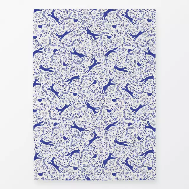 Geschirrtuch Reh Fuchs & Hase blau
