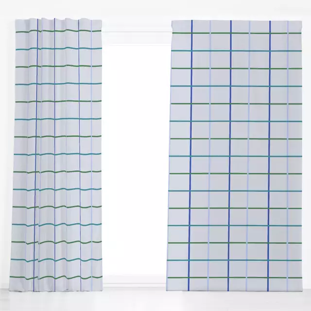 Dekovorhang Checkered Pattern Blue Green