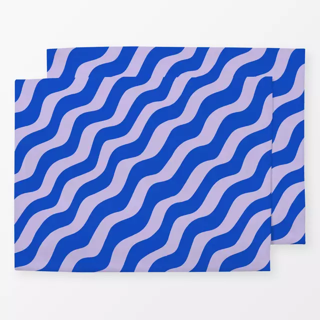 Tischset Wellen Diagonal Blau Flieder