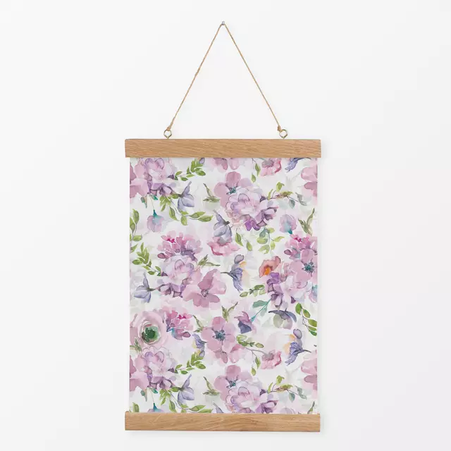 Textilposter Lila Wasserfarben Blumenwiese