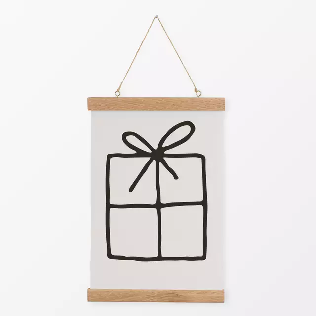 Textilposter Gift charcoal beige