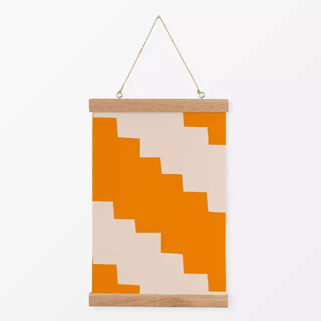 Textilposter Treppe Orange Creme Zickzack