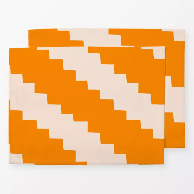 Tischset Treppe Orange Creme Zickzack