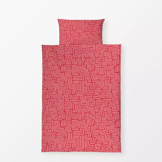Bettwäsche DOODLE Strichecken - rot