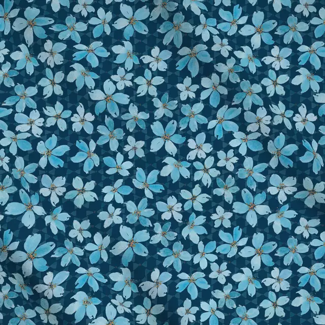Meterware Blaue Blüten