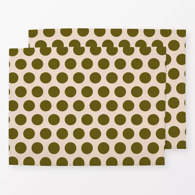 Tischset Polkadots | grün-beige