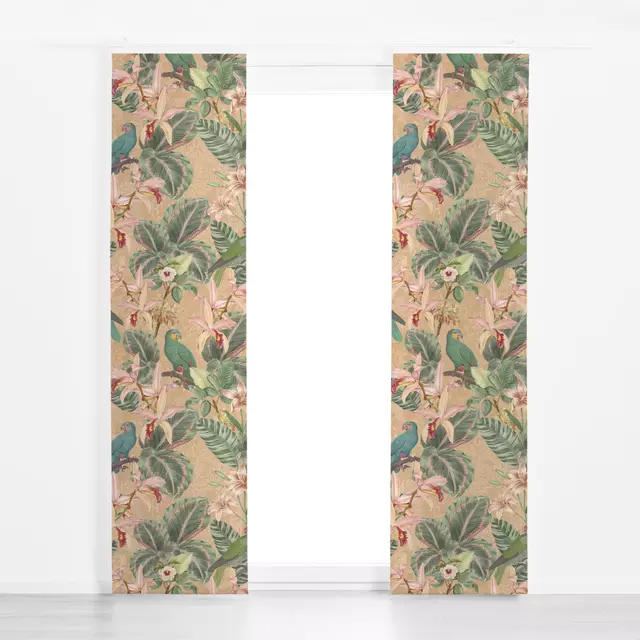 Flächenvorhang Vintage Jungle Parrots |
